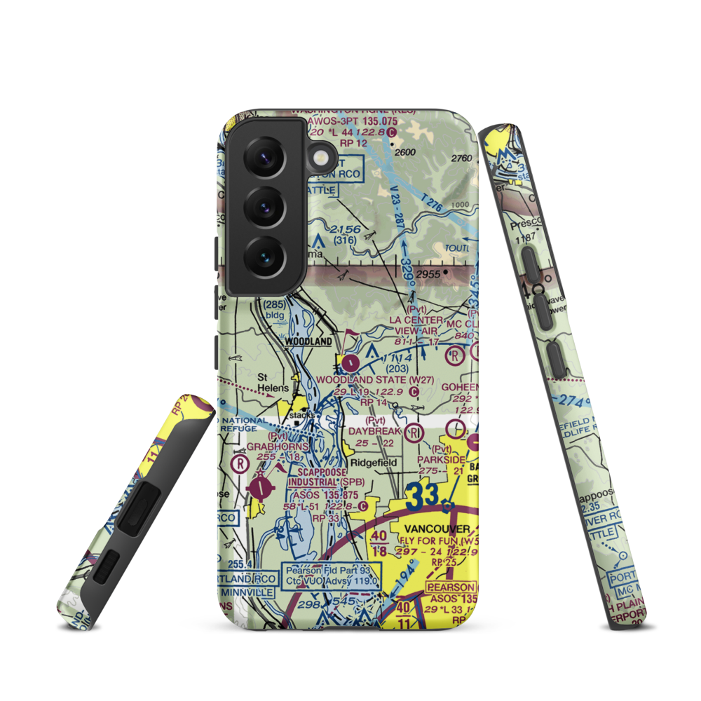 Woodland State Airport (W27) VFR Sectional Samsung Phone Case Samsung Galaxy S22 model shown