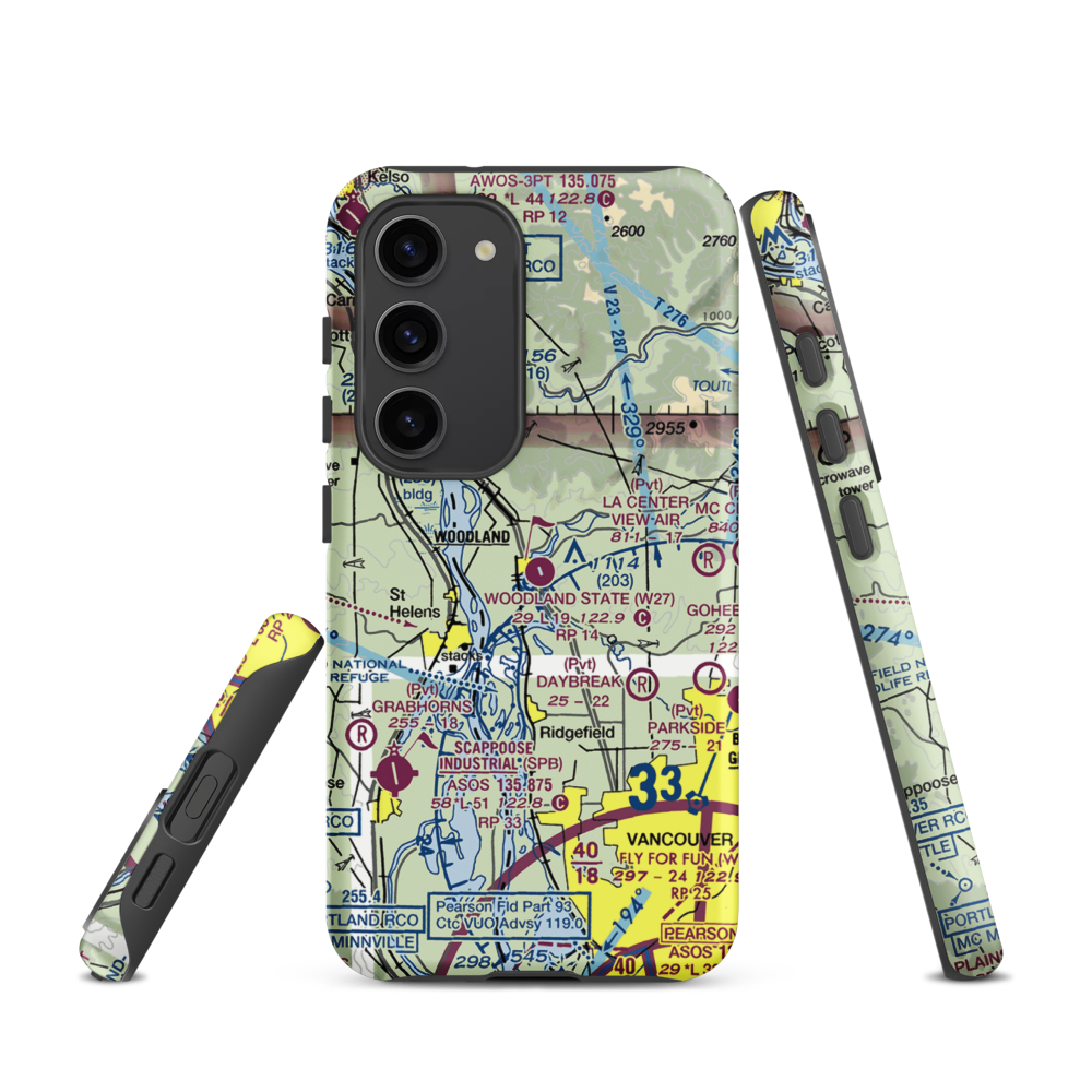 Woodland State Airport (W27) VFR Sectional Samsung Phone Case Samsung Galaxy S23 model shown