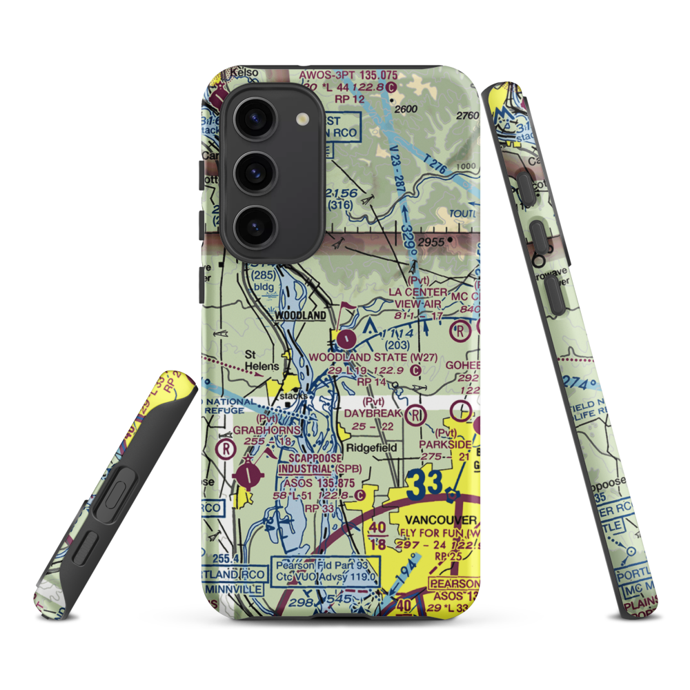 Woodland State Airport (W27) VFR Sectional Samsung Phone Case Samsung Galaxy S23 Plus model shown