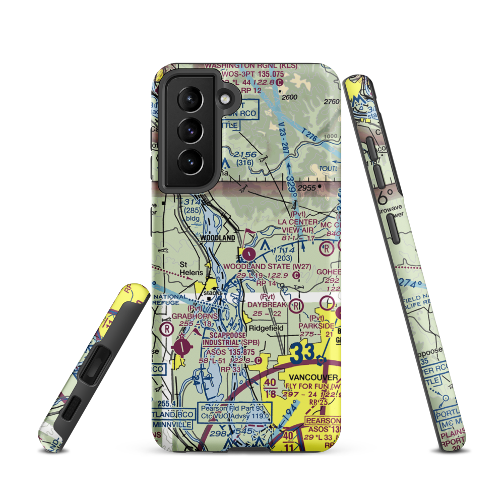 Woodland State Airport (W27) VFR Sectional Samsung Phone Case Samsung Galaxy S21 model shown