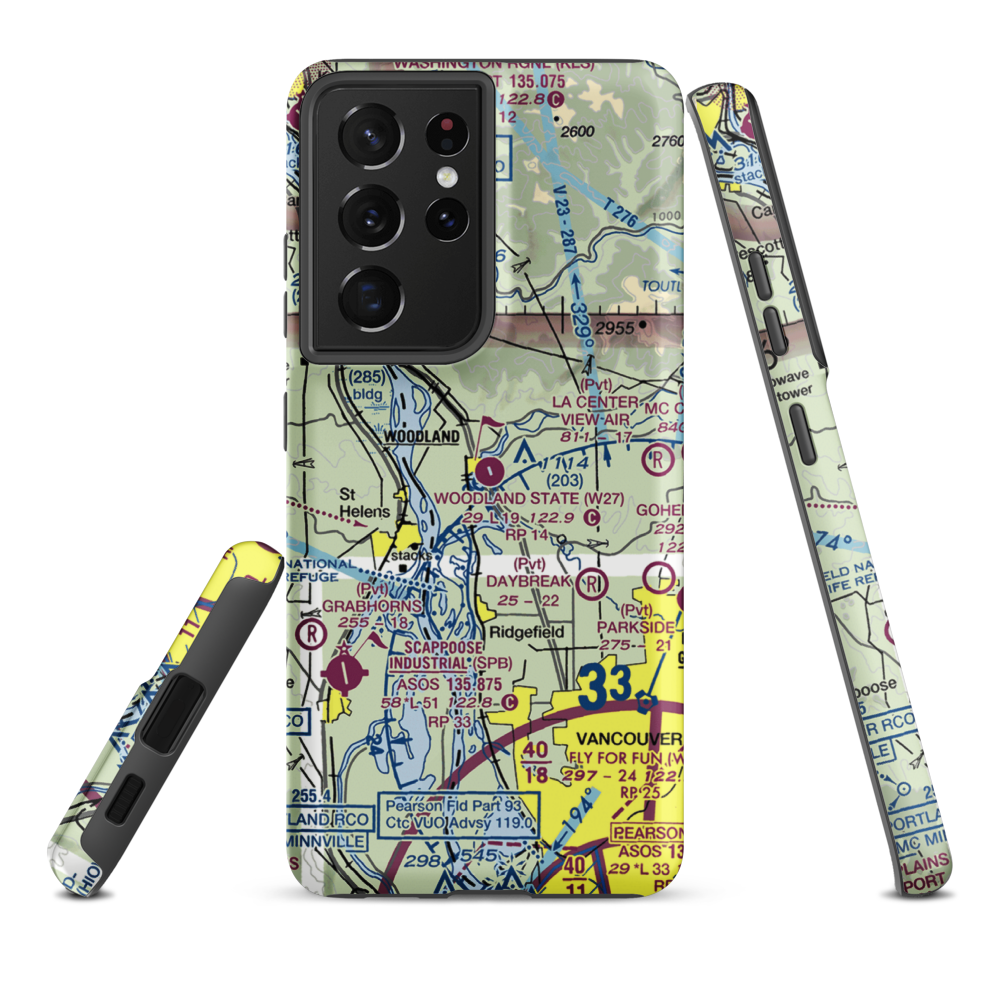 Woodland State Airport (W27) VFR Sectional Samsung Phone Case Samsung Galaxy S21 Plus model shown
