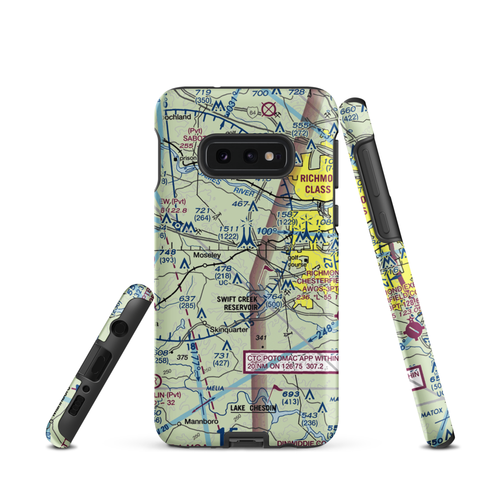 Woodle Airport (VA80) VFR Sectional Samsung Phone Case Samsung Galaxy S10 Plus model shown