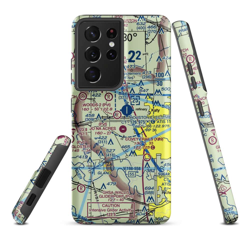 Woods Airport (77TX) VFR Sectional Samsung Phone Case Samsung Galaxy S21 Plus model shown