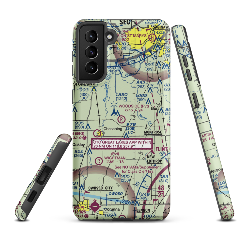Woodside Airport (2MI0) VFR Sectional Samsung Phone Case Samsung Galaxy S21 FE model shown