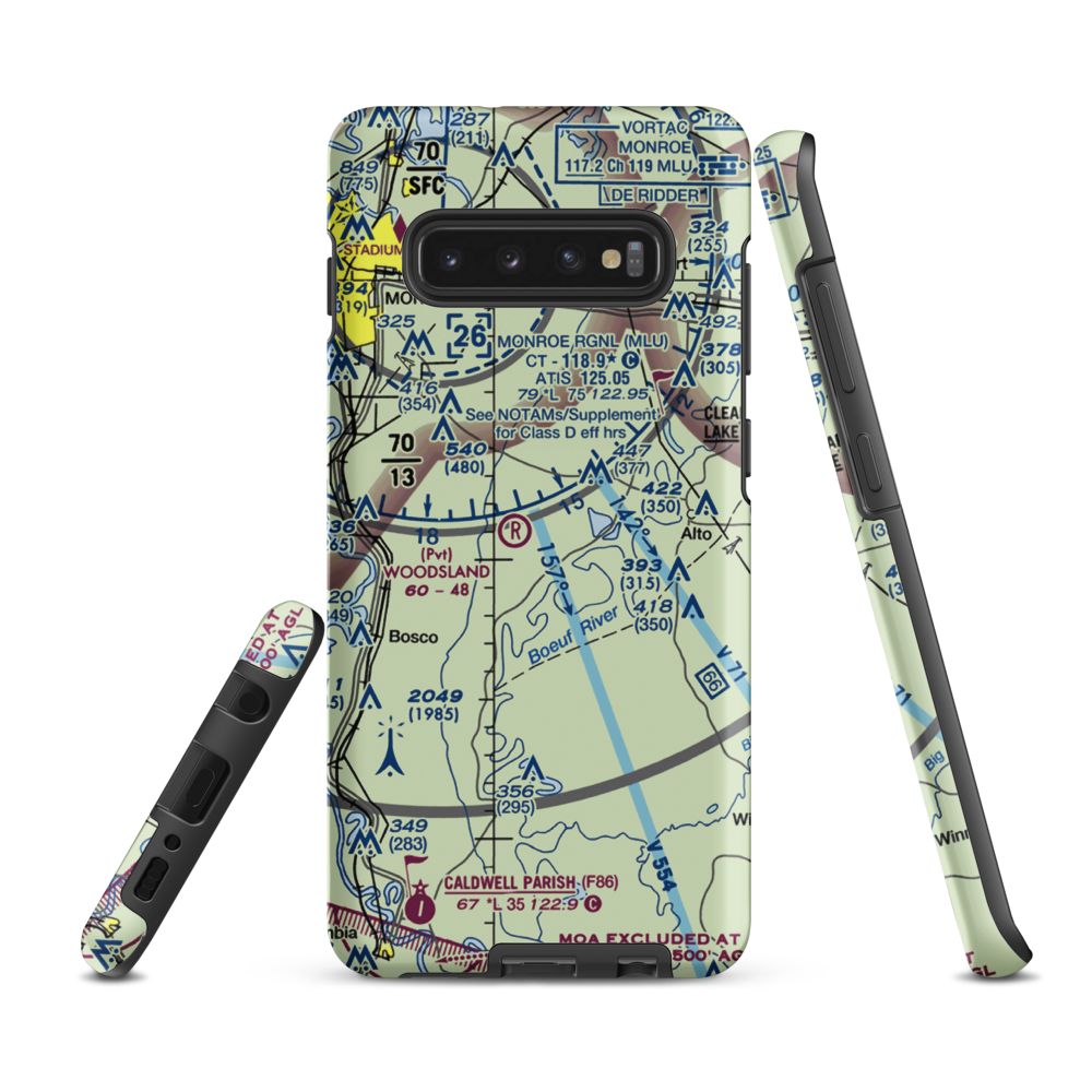 Woodsland Plantation Airport (40LA) VFR Sectional Samsung Phone Case Samsung Galaxy S10 Plus model shown