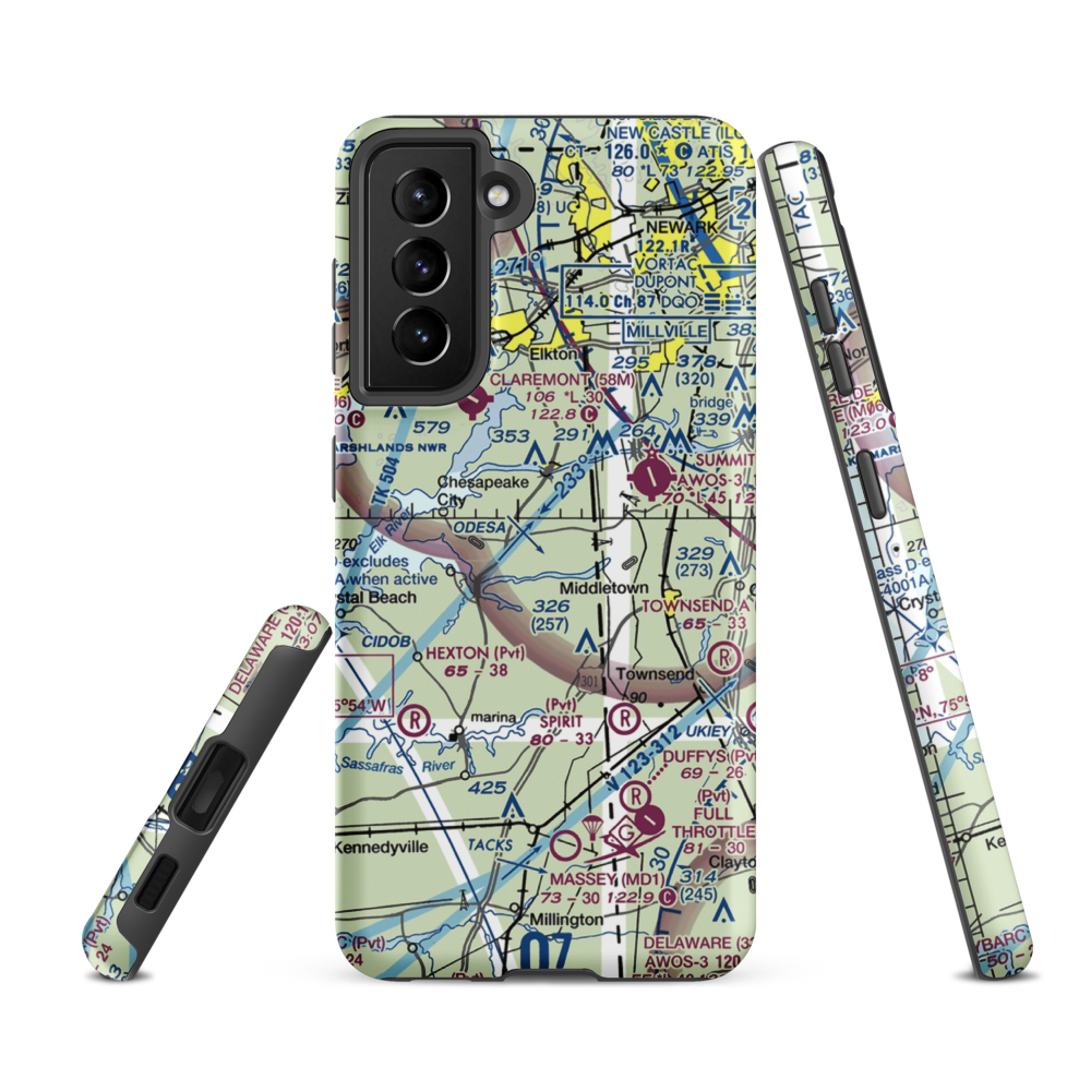 Woodstock Airport (MD03) VFR Sectional Samsung Phone Case Samsung Galaxy S21 FE model shown