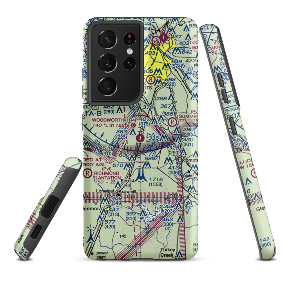 Woodworth Airport (1R4) VFR Sectional Samsung Phone Case Samsung Galaxy S21 Plus model shown