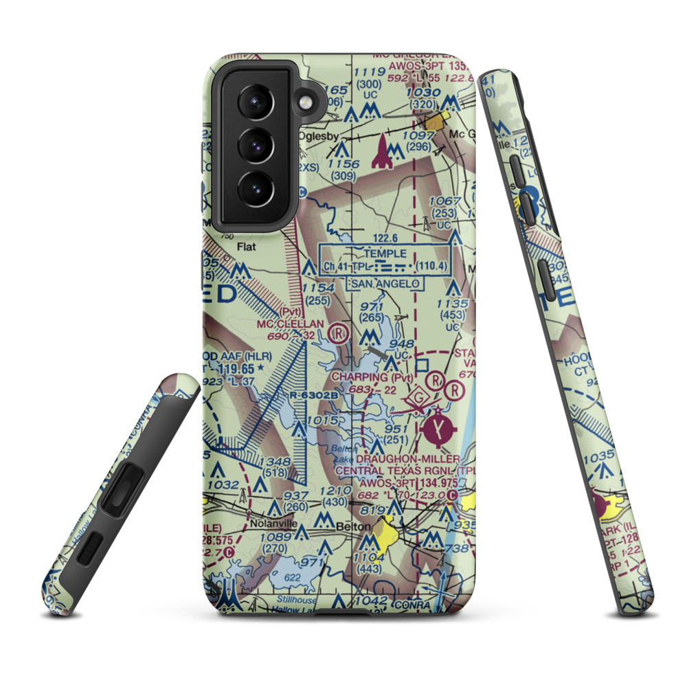 Woody Mc Clellan Ranch Airport (19TX) VFR Sectional Samsung Phone Case Samsung Galaxy S21 Plus model shown