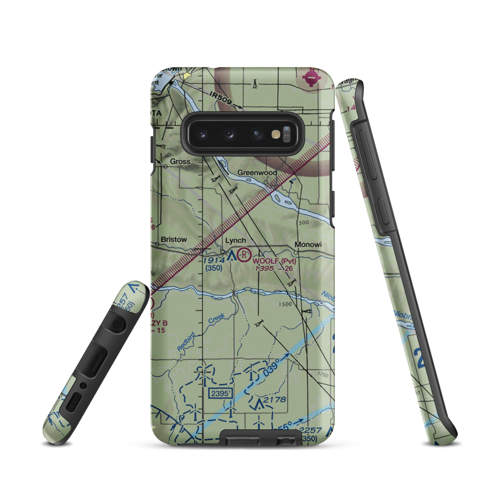 Woolf Brothers Airport (NE06) VFR Sectional Samsung Phone Case Samsung Galaxy S10 model shown