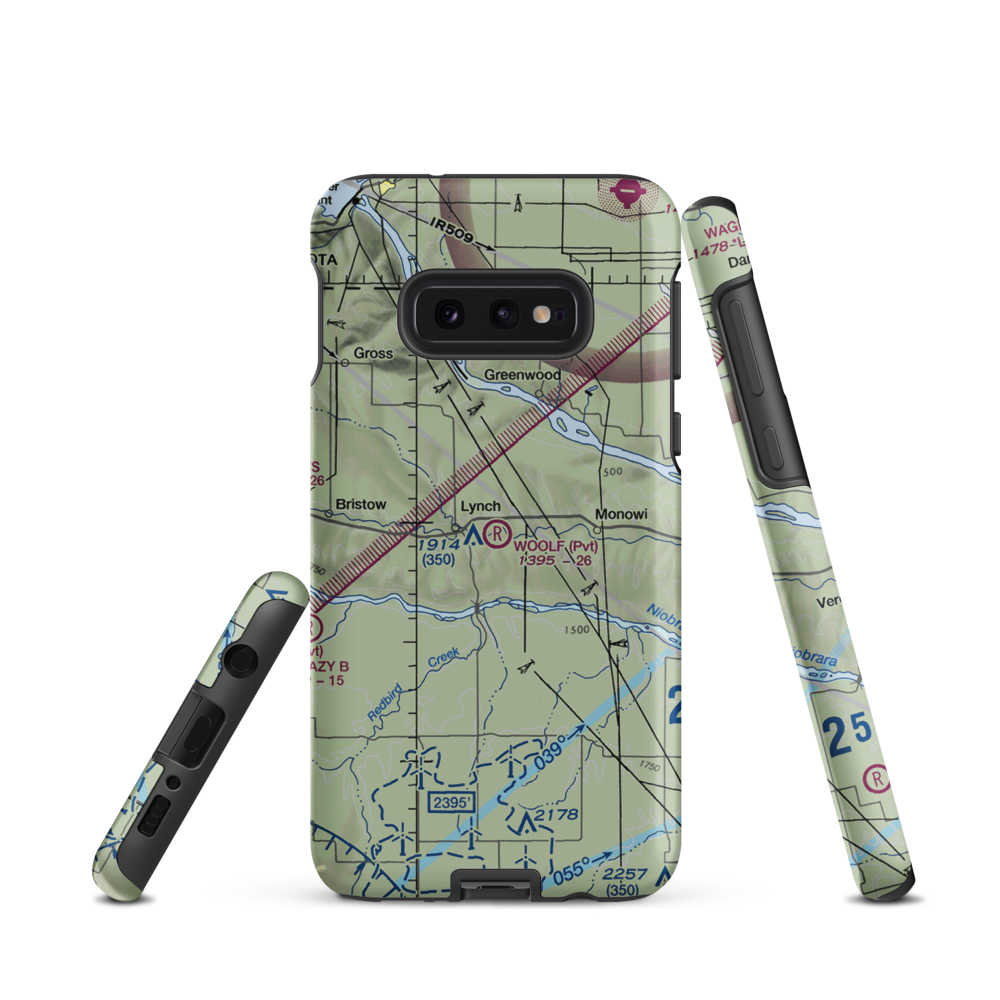 Woolf Brothers Airport (NE06) VFR Sectional Samsung Phone Case Samsung Galaxy S10e model shown