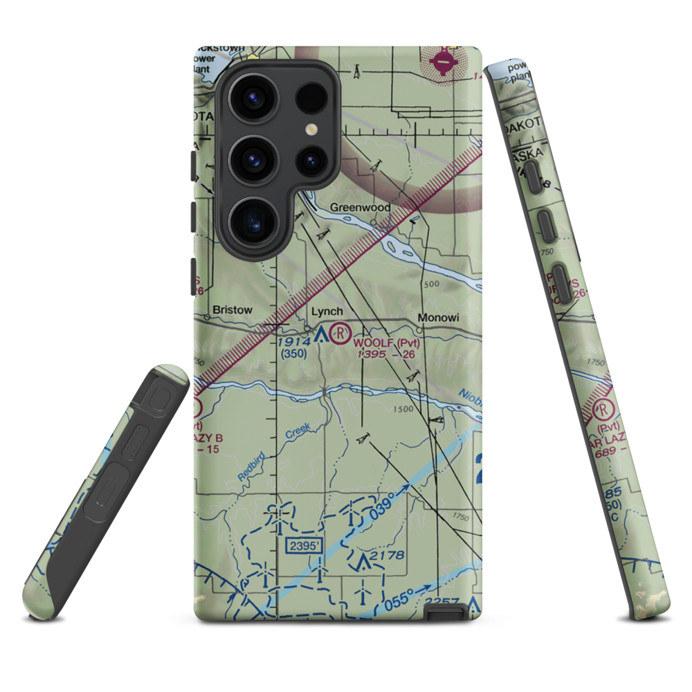 Woolf Brothers Airport (NE06) VFR Sectional Samsung Phone Case Samsung Galaxy S23 Ultra model shown