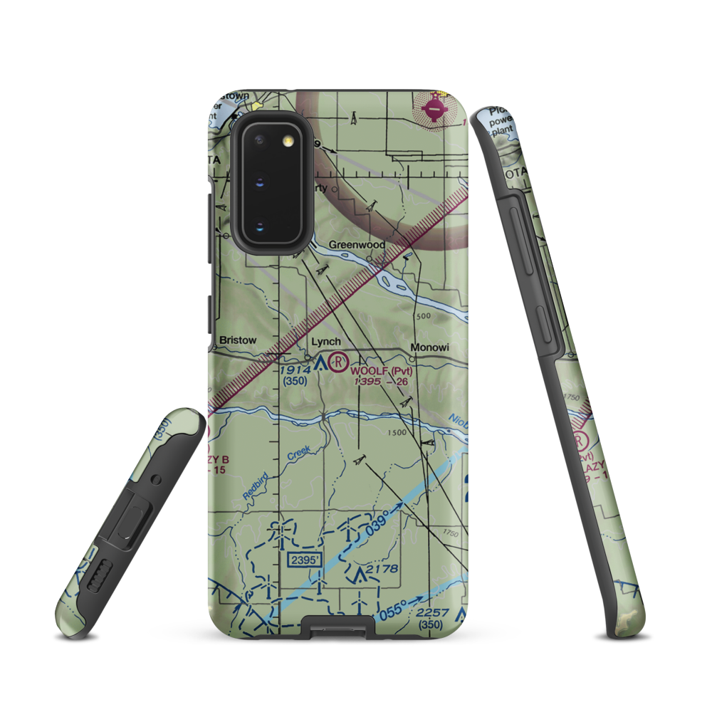 Woolf Brothers Airport (NE06) VFR Sectional Samsung Phone Case Samsung Galaxy S20 model shown