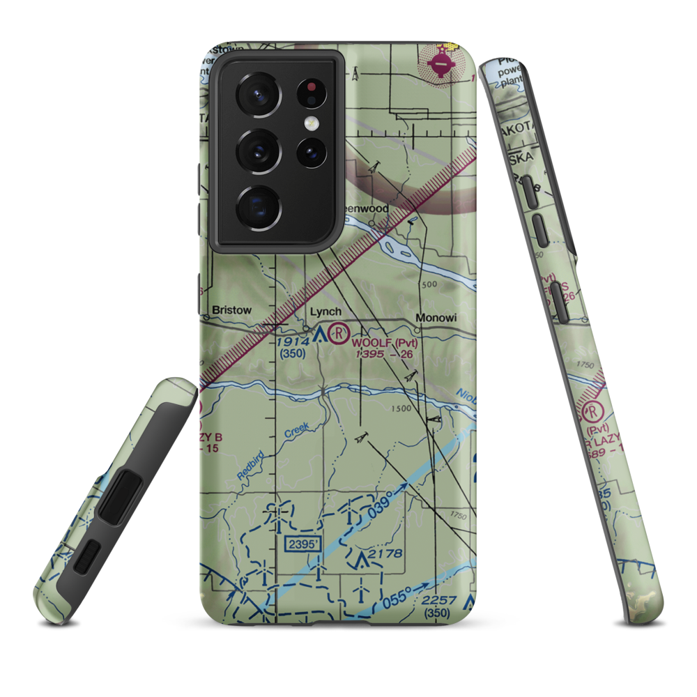 Woolf Brothers Airport (NE06) VFR Sectional Samsung Phone Case Samsung Galaxy S21 Ultra model shown