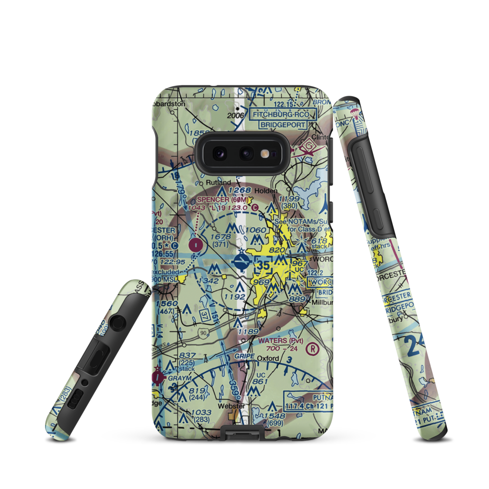 Worcester Regional Airport (ORH) VFR Sectional Samsung Phone Case Samsung Galaxy S10e model shown