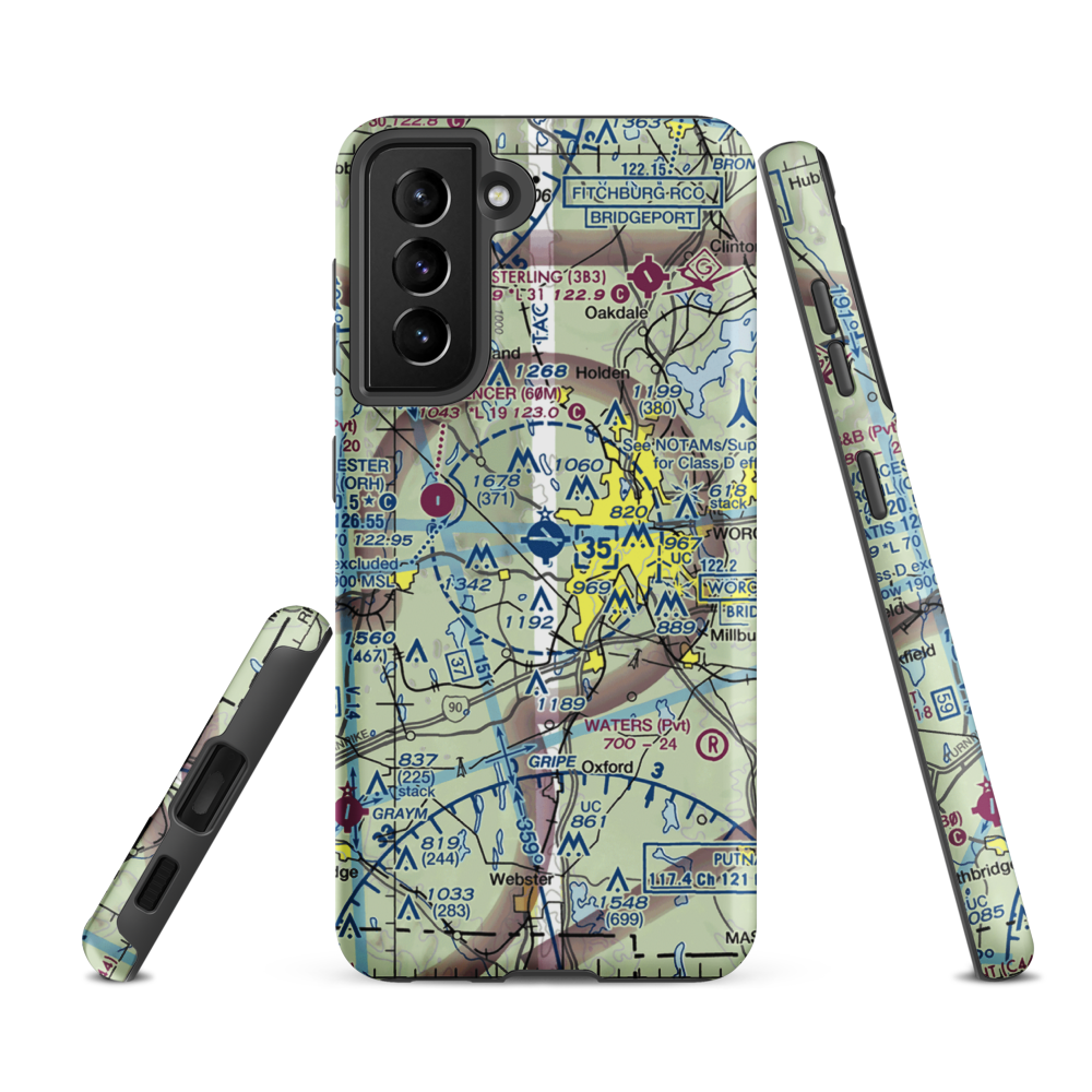 Worcester Regional Airport (ORH) VFR Sectional Samsung Phone Case Samsung Galaxy S21 FE model shown
