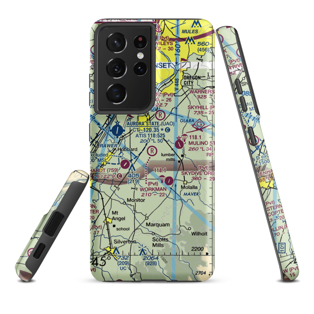 Workman Airpark (OR41) VFR Sectional Samsung Phone Case Samsung Galaxy S21 Ultra model shown