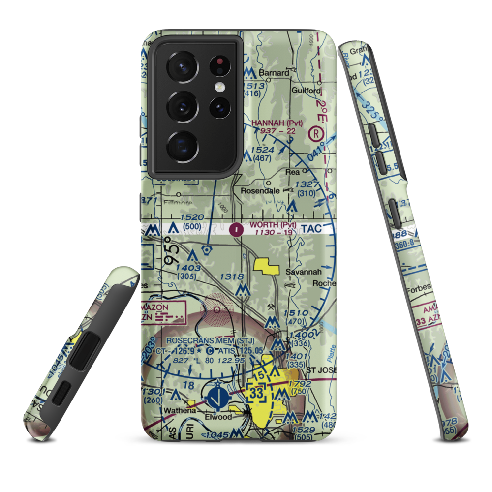 Worth Airport (9MO4) VFR Sectional Samsung Phone Case Samsung Galaxy S21 Plus model shown