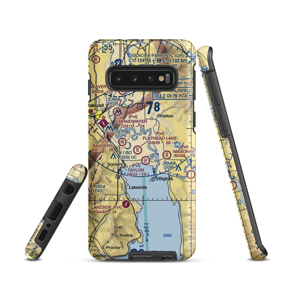 Wounded Buck Ranch Airport (22MT) VFR Sectional Samsung Phone Case Samsung Galaxy S10 model shown