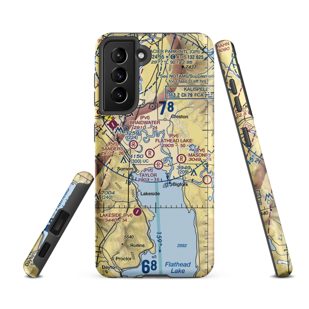 Wounded Buck Ranch Airport (22MT) VFR Sectional Samsung Phone Case Samsung Galaxy S21 FE model shown