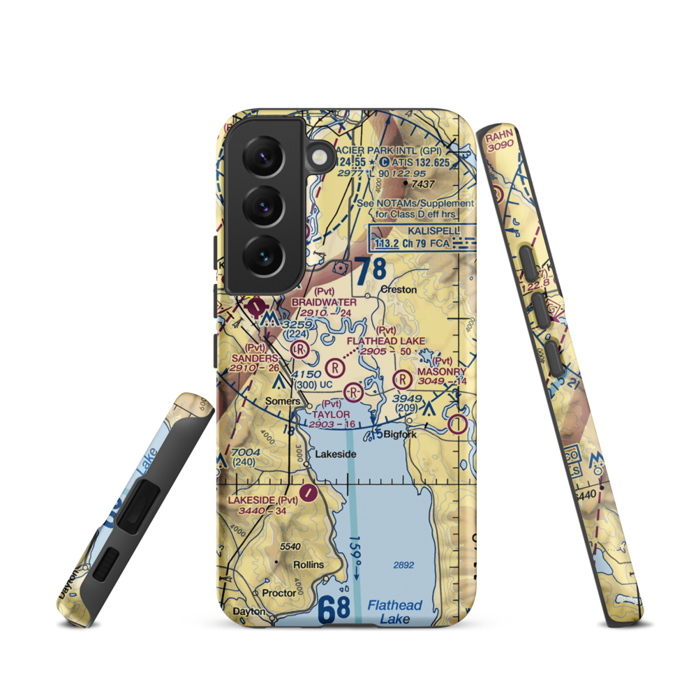 Wounded Buck Ranch Airport (22MT) VFR Sectional Samsung Phone Case Samsung Galaxy S22 model shown