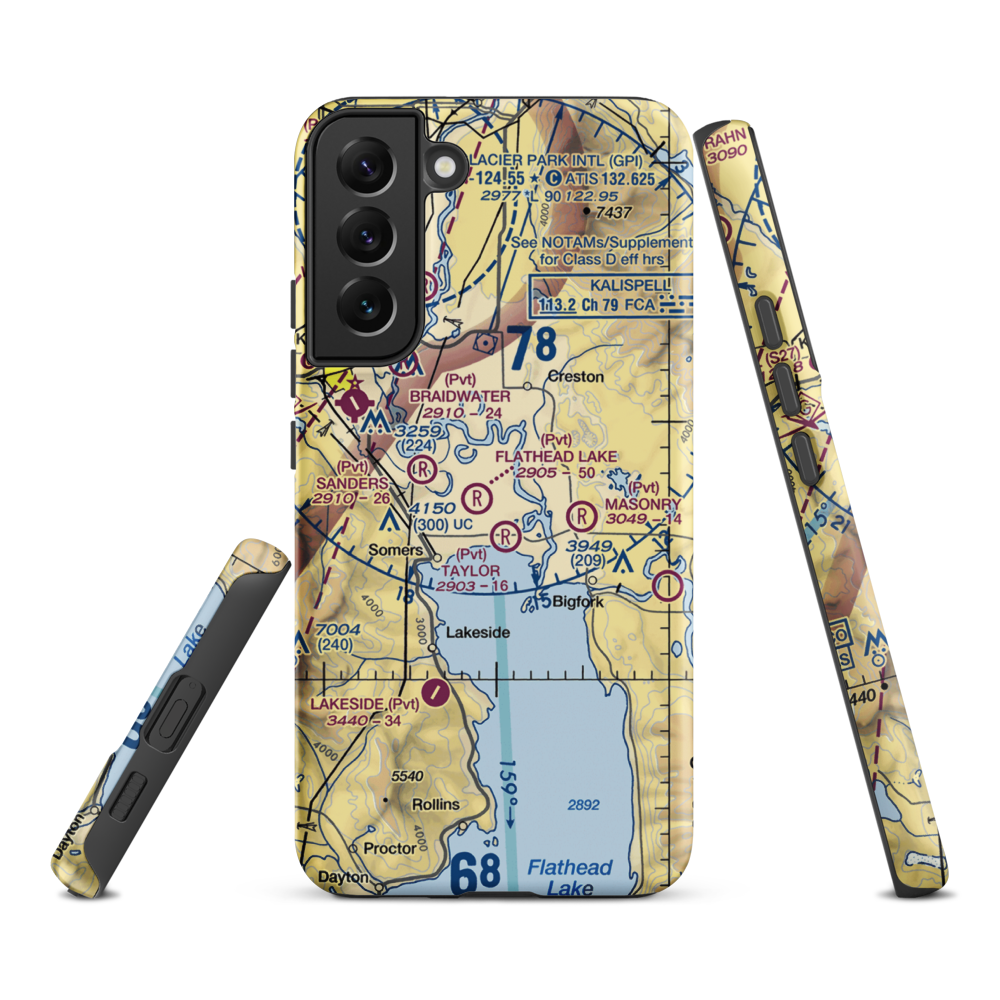 Wounded Buck Ranch Airport (22MT) VFR Sectional Samsung Phone Case Samsung Galaxy S22 Plus model shown