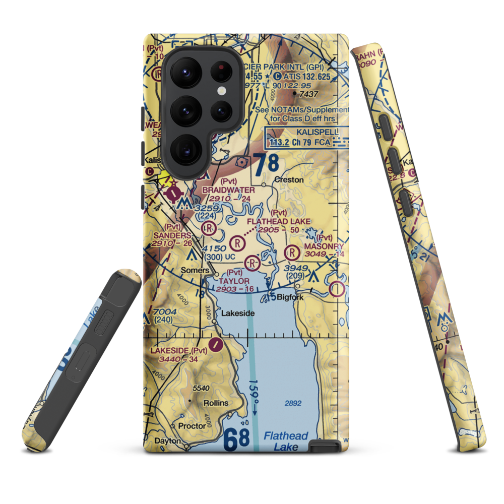 Wounded Buck Ranch Airport (22MT) VFR Sectional Samsung Phone Case Samsung Galaxy S22 Ultra model shown