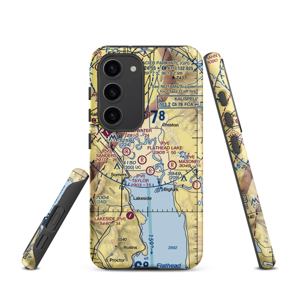 Wounded Buck Ranch Airport (22MT) VFR Sectional Samsung Phone Case Samsung Galaxy S23 model shown