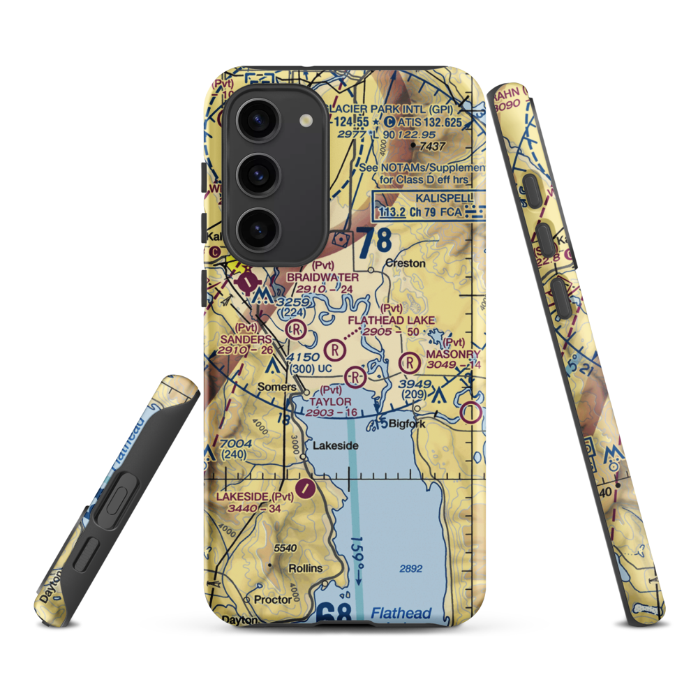 Wounded Buck Ranch Airport (22MT) VFR Sectional Samsung Phone Case Samsung Galaxy S23 Plus model shown