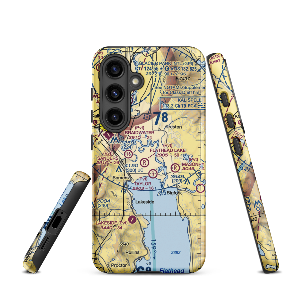 Wounded Buck Ranch Airport (22MT) VFR Sectional Samsung Phone Case Samsung Galaxy S24 model shown