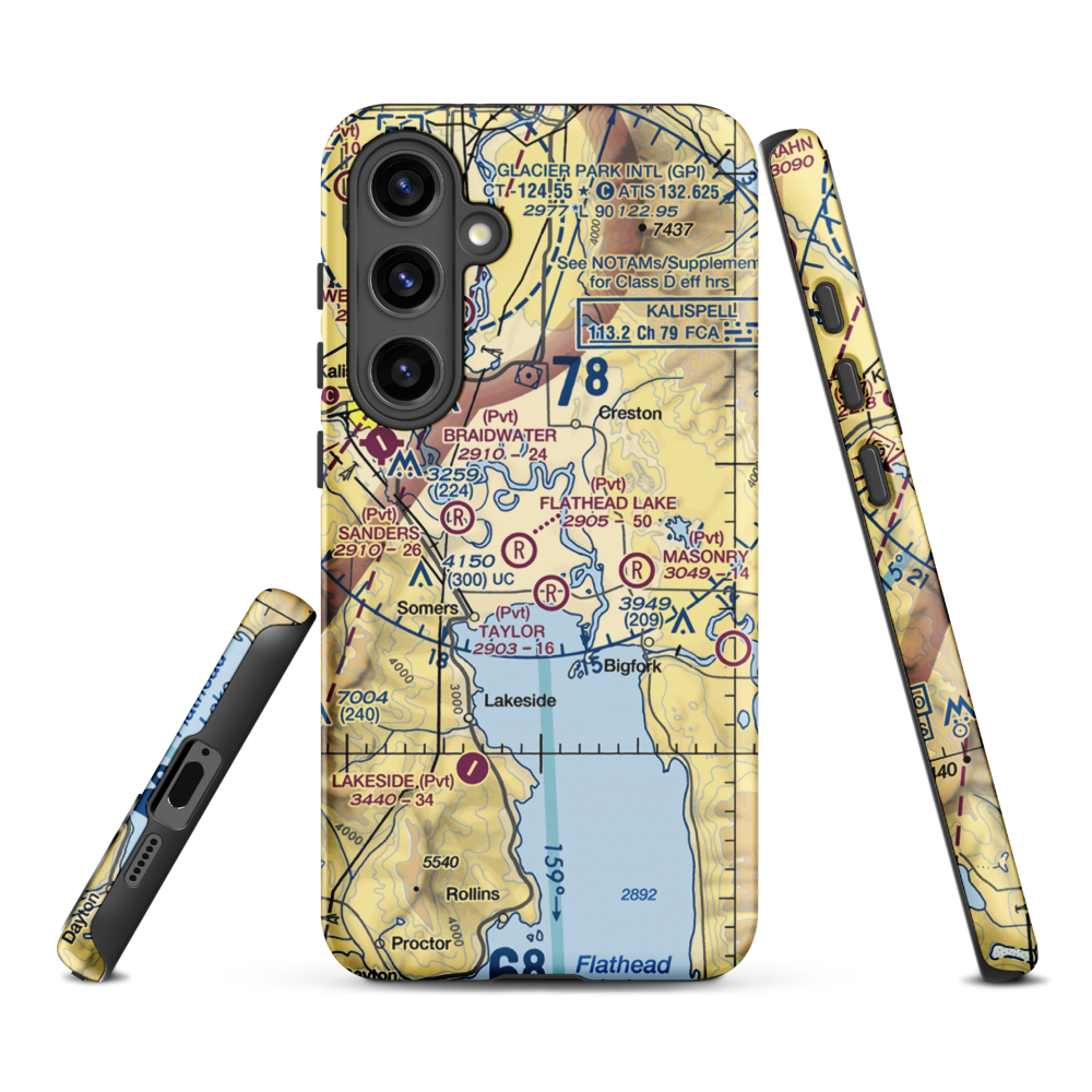 Wounded Buck Ranch Airport (22MT) VFR Sectional Samsung Phone Case Samsung Galaxy S24 Plus model shown