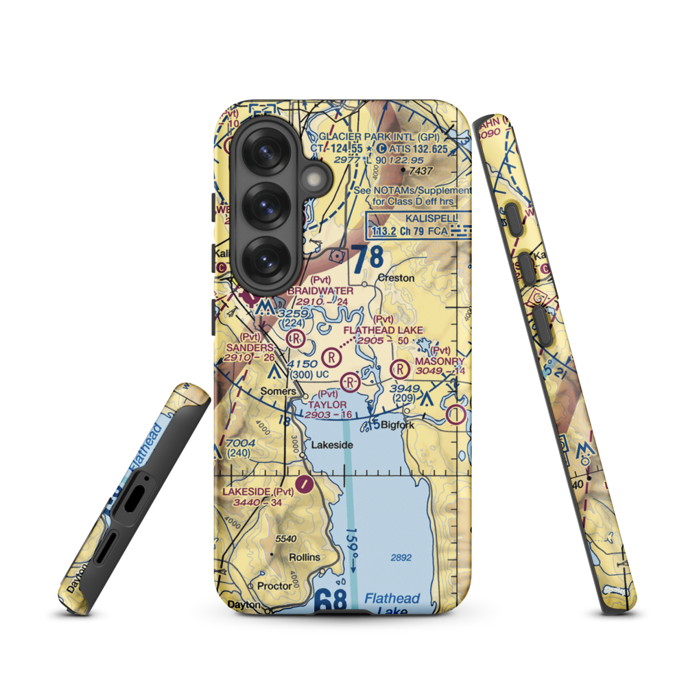 Wounded Buck Ranch Airport (22MT) VFR Sectional Samsung Phone Case Samsung Galaxy S25 model shown