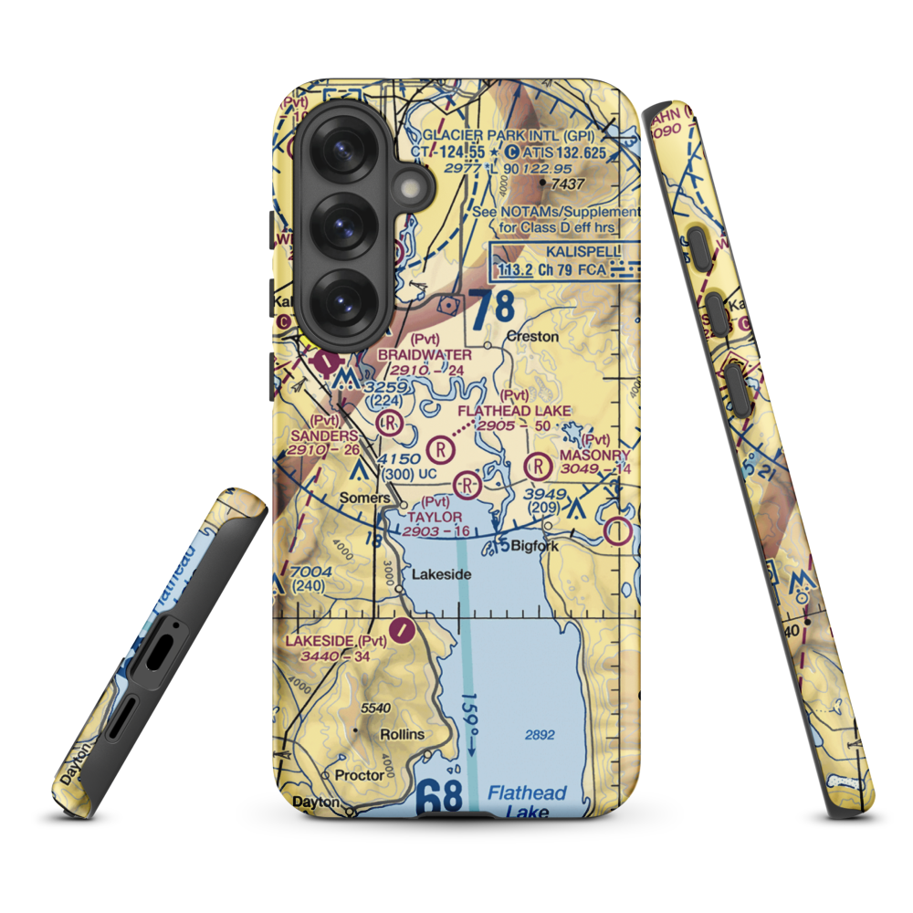 Wounded Buck Ranch Airport (22MT) VFR Sectional Samsung Phone Case Samsung Galaxy S25 Plus model shown