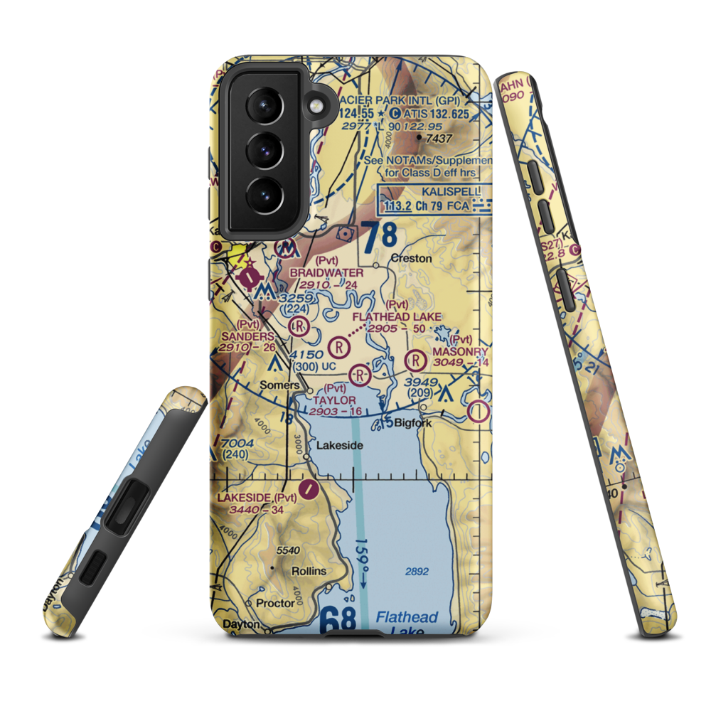 Wounded Buck Ranch Airport (22MT) VFR Sectional Samsung Phone Case Samsung Galaxy S21 FE model shown