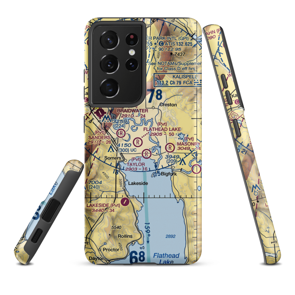 Wounded Buck Ranch Airport (22MT) VFR Sectional Samsung Phone Case Samsung Galaxy S21 Plus model shown