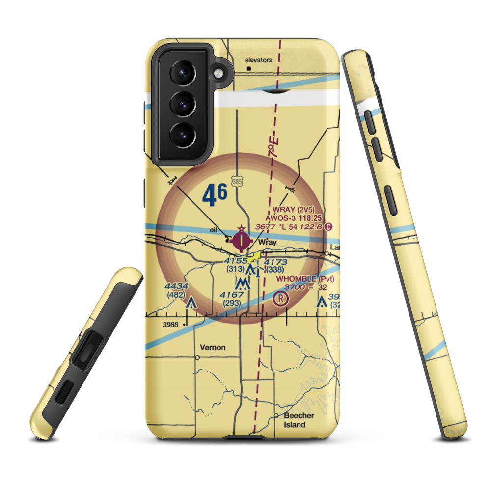 Wray Municipal Airport (2V5) VFR Sectional Samsung Phone Case Samsung Galaxy S21 Plus model shown