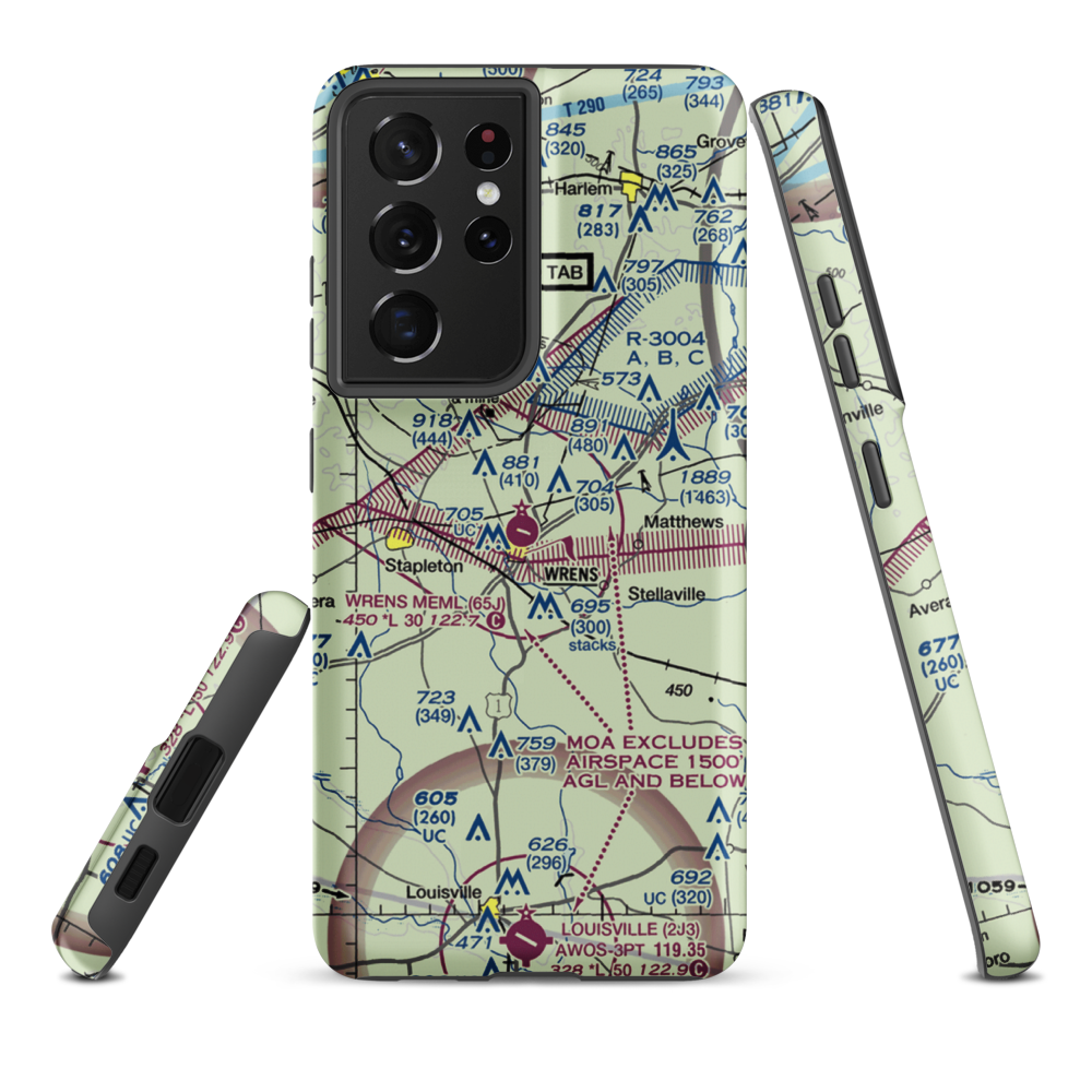 Wrens Memorial Airport (65J) VFR Sectional Samsung Phone Case Samsung Galaxy S21 Ultra model shown