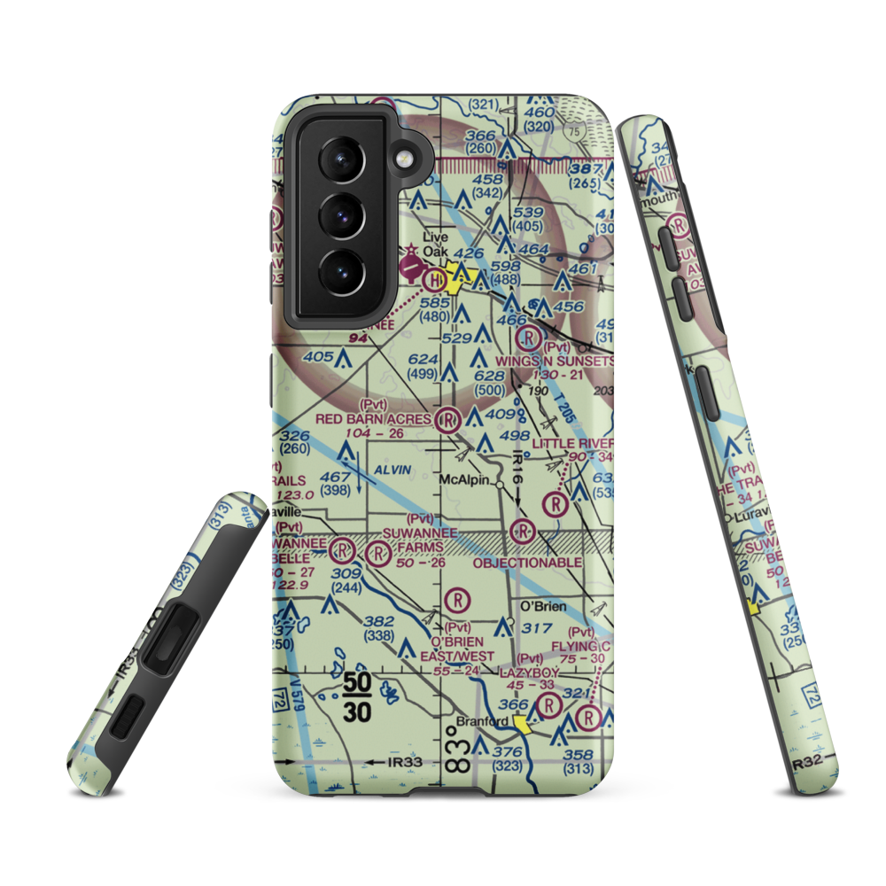 Wright Farms Airport (FD61) VFR Sectional Samsung Phone Case Samsung Galaxy S21 FE model shown