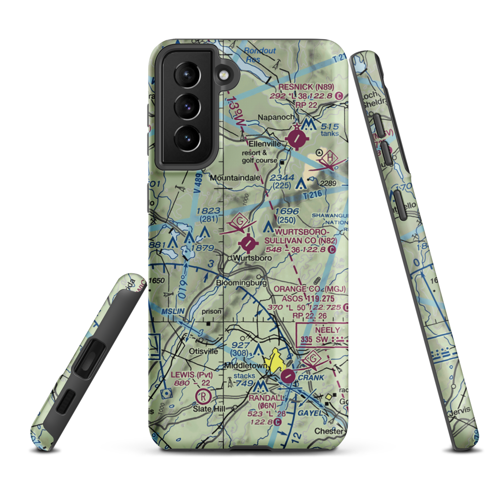 Wurtsboro Sullivan County Airport (N82) VFR Sectional Samsung Phone Case Samsung Galaxy S21 FE model shown