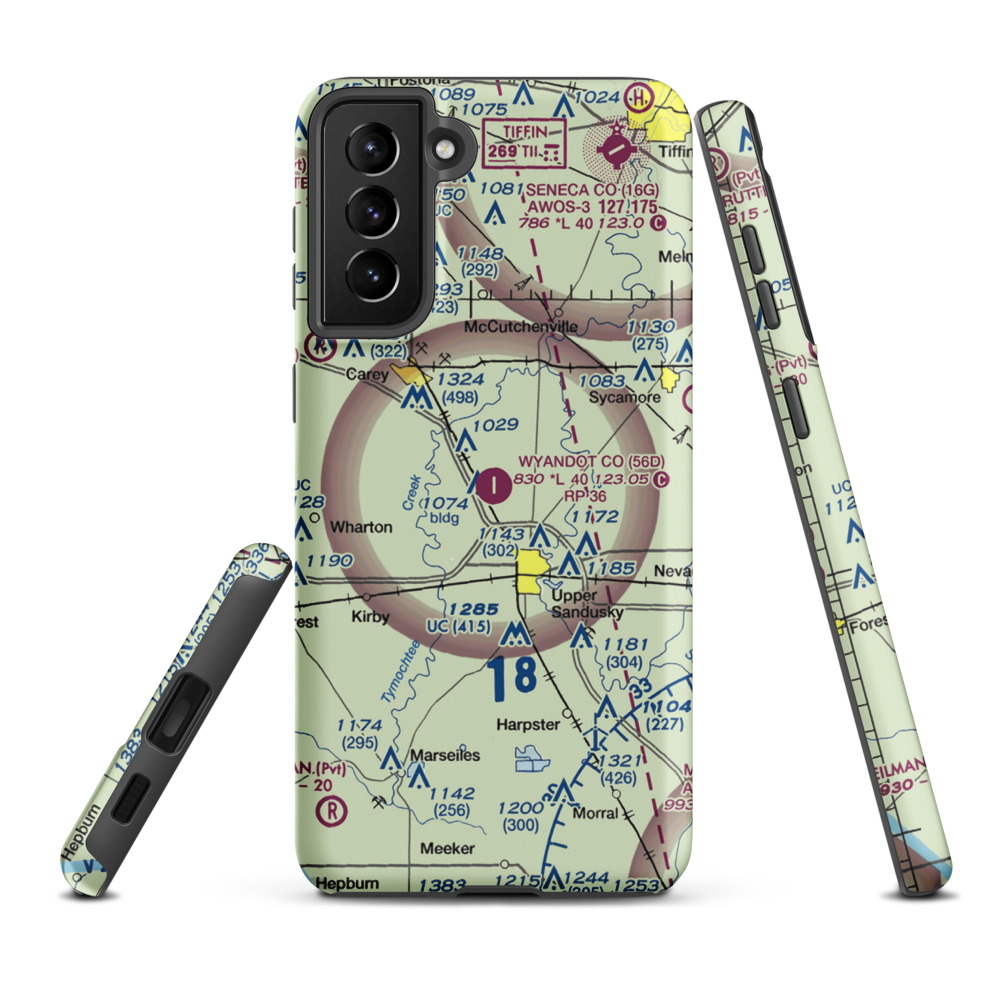 Wyandot County Airport (56D) VFR Sectional Samsung Phone Case Samsung Galaxy S21 FE model shown