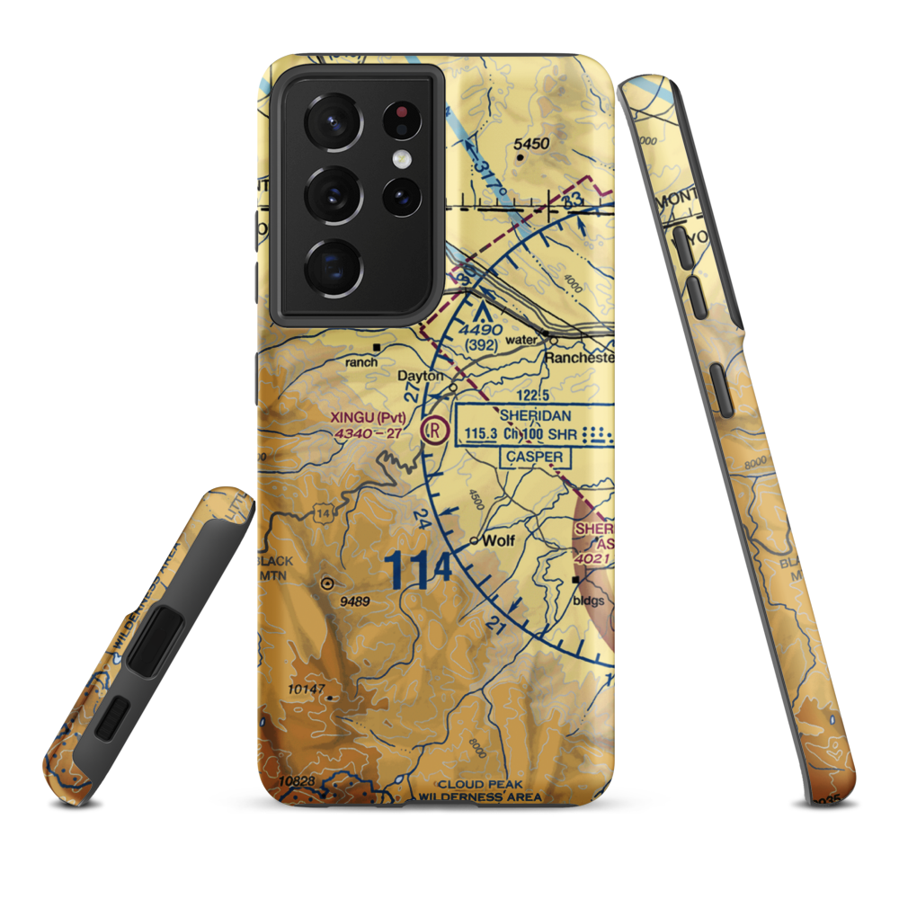 Xingu Airstrip (99WY) VFR Sectional Samsung Phone Case Samsung Galaxy S21 Plus model shown