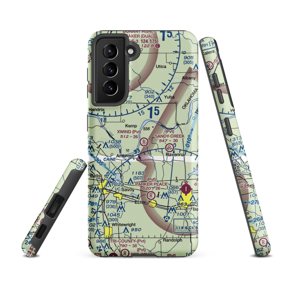 XWind Farm Airport (09TA) VFR Sectional Samsung Phone Case Samsung Galaxy S21 FE model shown