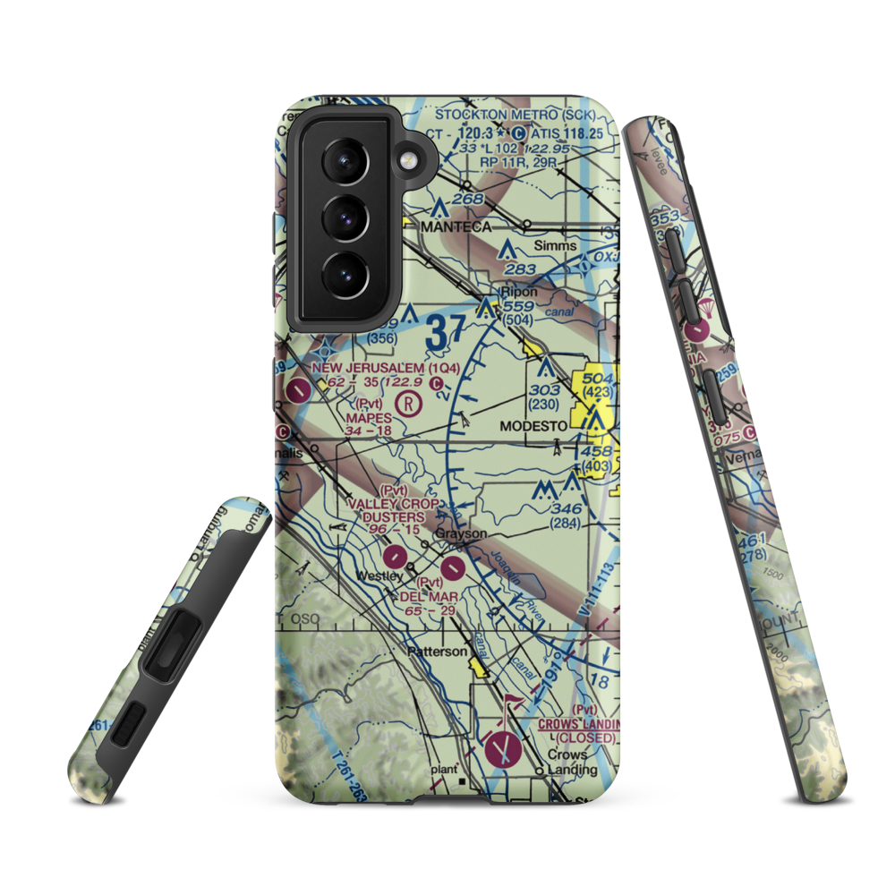 Yandell Ranch Airport (4CA8) VFR Sectional Samsung Phone Case Samsung Galaxy S21 FE model shown
