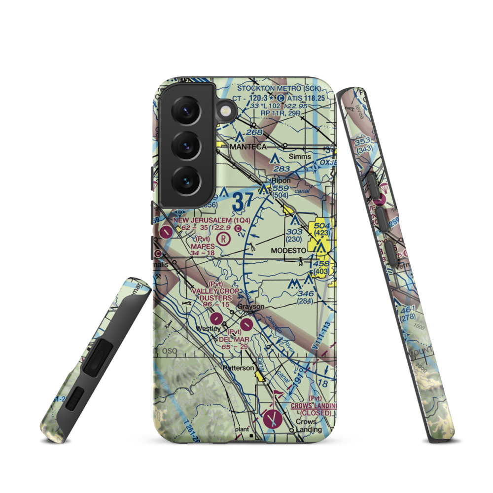 Yandell Ranch Airport (4CA8) VFR Sectional Samsung Phone Case Samsung Galaxy S22 model shown