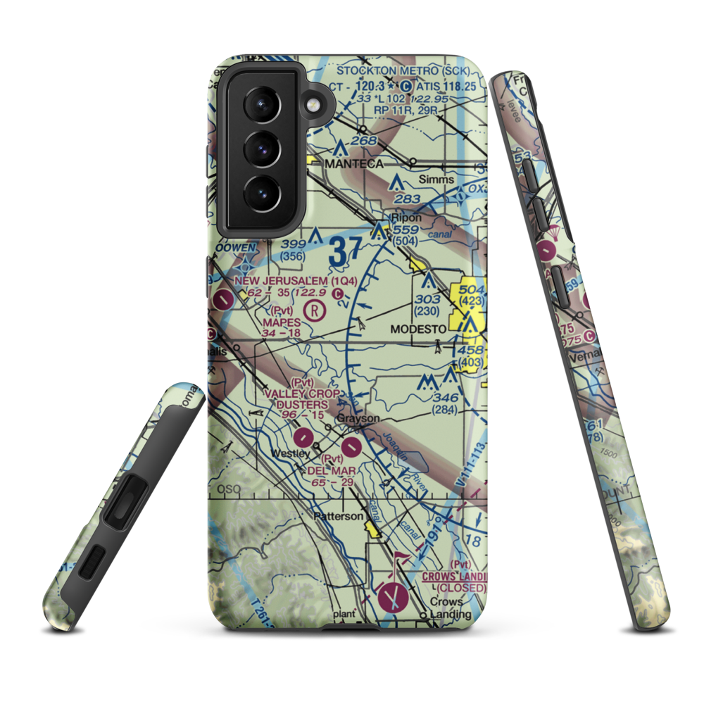 Yandell Ranch Airport (4CA8) VFR Sectional Samsung Phone Case Samsung Galaxy S21 FE model shown