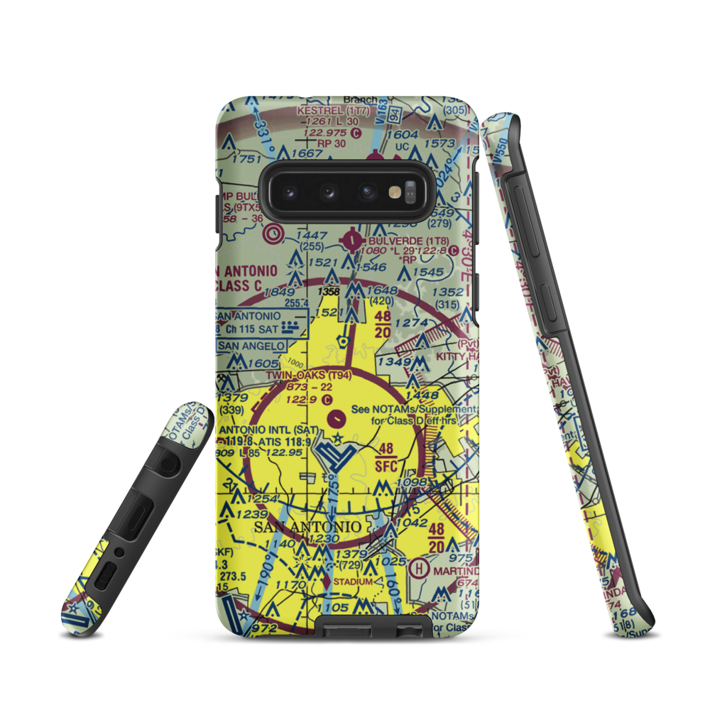 Yates Airport (XS89) VFR Sectional Samsung Phone Case Samsung Galaxy S10 model shown