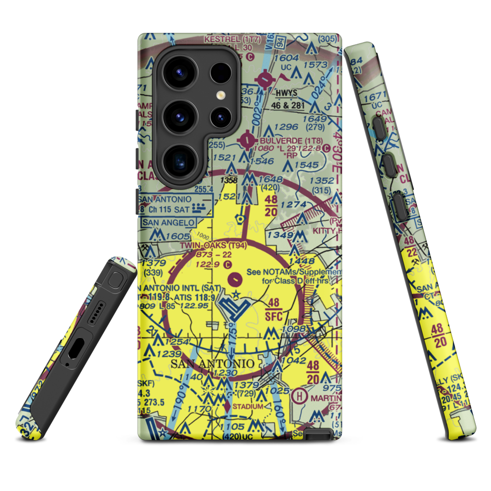 Yates Airport (XS89) VFR Sectional Samsung Phone Case Samsung Galaxy S24 Ultra model shown