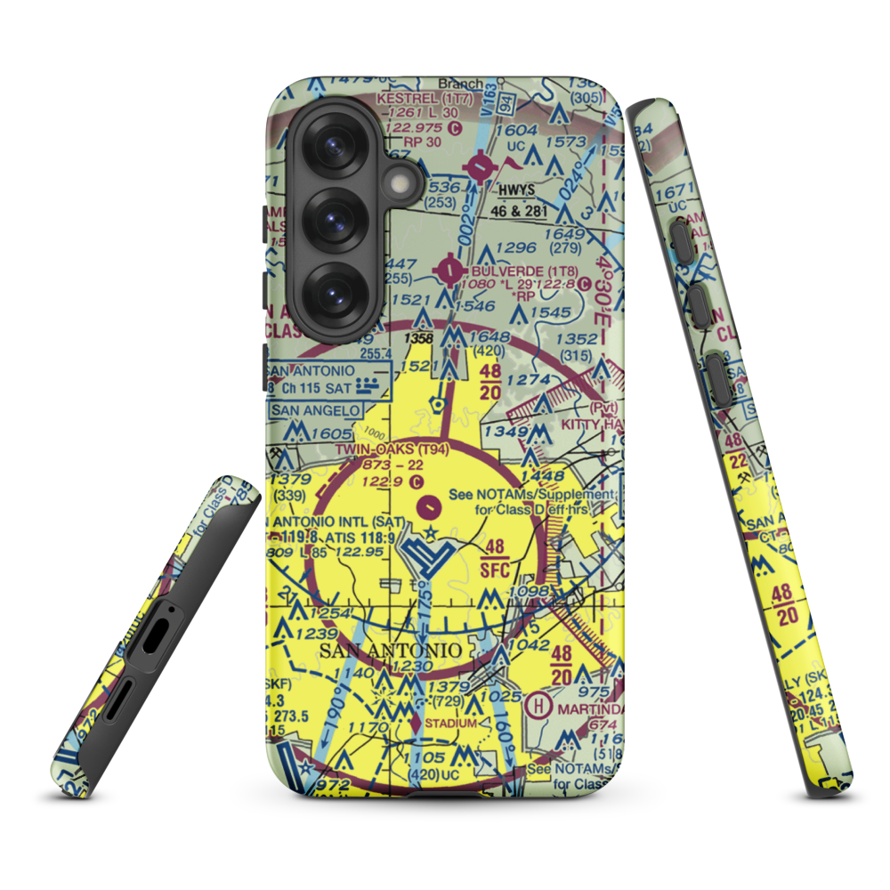 Yates Airport (XS89) VFR Sectional Samsung Phone Case Samsung Galaxy S25 Plus model shown