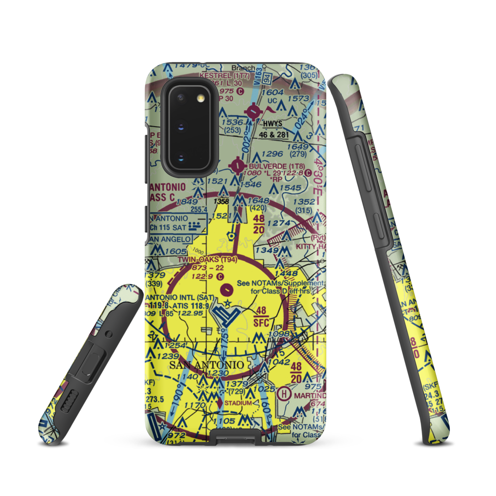 Yates Airport (XS89) VFR Sectional Samsung Phone Case Samsung Galaxy S20 model shown