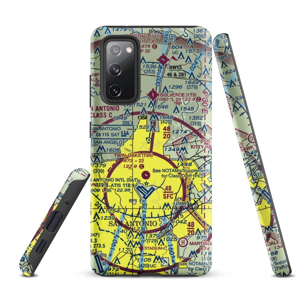 Yates Airport (XS89) VFR Sectional Samsung Phone Case Samsung Galaxy S20 FE model shown
