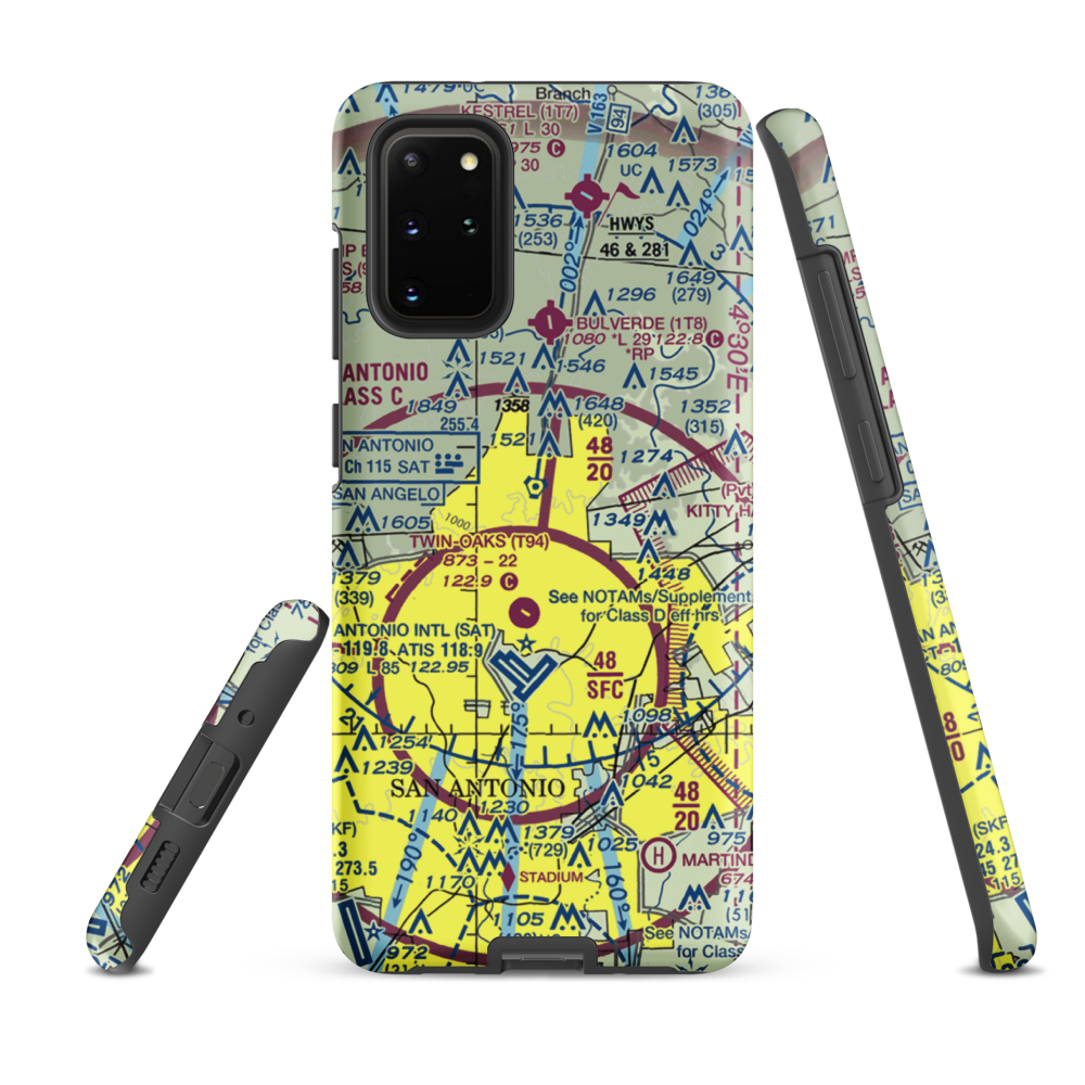 Yates Airport (XS89) VFR Sectional Samsung Phone Case Samsung Galaxy S20 Plus model shown
